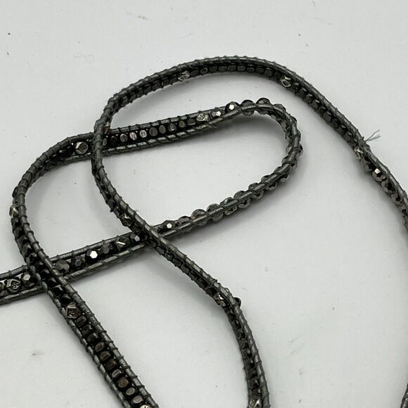 Anthropologie Nakamol Beaded Gunmetal Rhinestones Long Cord Necklace 28” - Picture 3 of 5